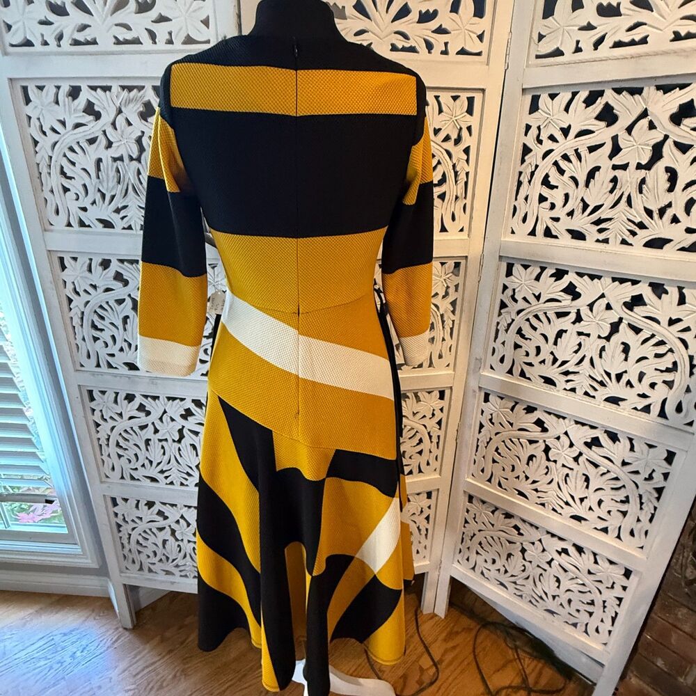Block Dress Gold White and Black Woman size 6 New Danny and Nicole Mizzou - Picture 4 of 5
